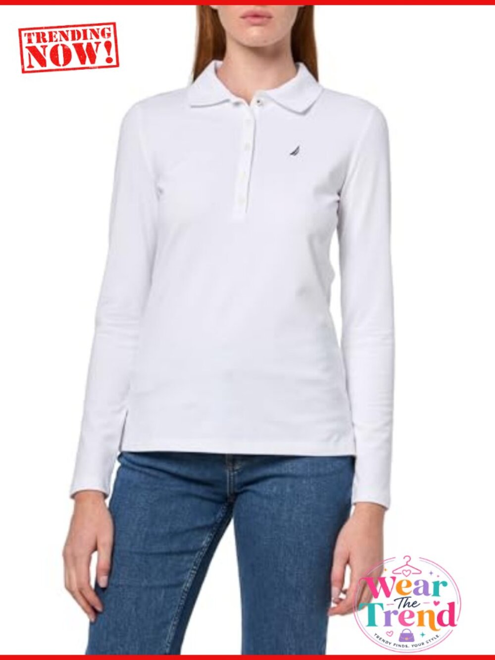 Long Sleeve Solid Collared Polo Shirt Regular Fit Cotton Blend